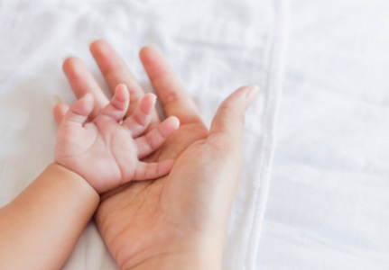 baby's hand in adult's hand